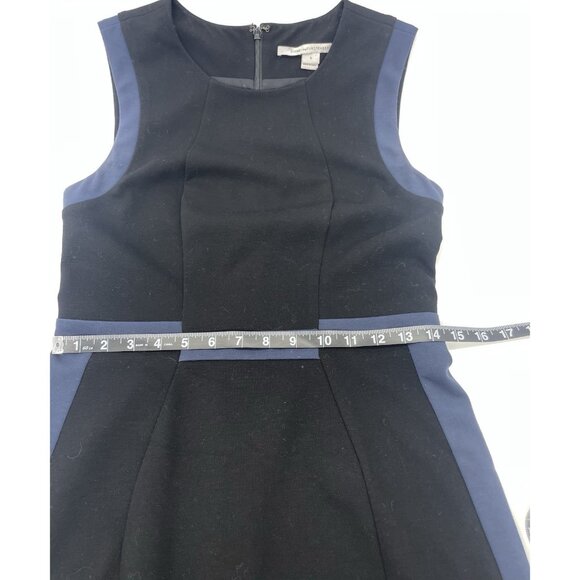 Diane Von Furstenberg DVF Black/Blue Dress Sz 6 Sleeveless Sheath Career Party - Picture 7 of 7